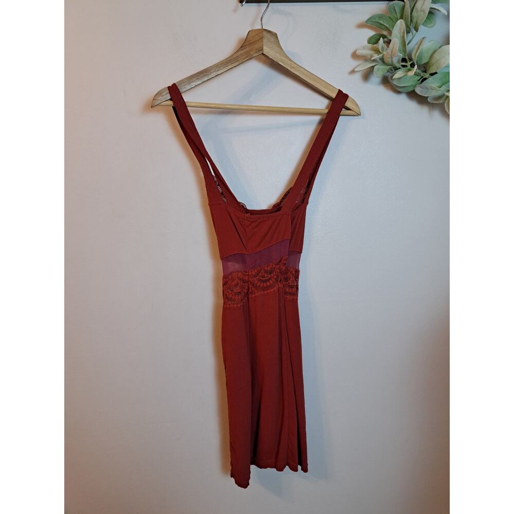 Free People Red Lace Thinkin Bout You Slip Dress Strappy Sz S - Picture 3 of 5
